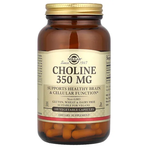 Solgar, Choline 350 mg, 100 capsulas vegetales