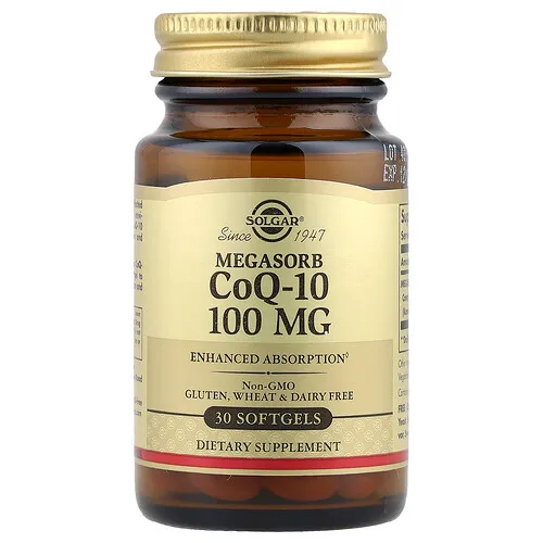 Solgar, CoQ-10 Megasorb, 100 mg, 30 cápsulas blandas