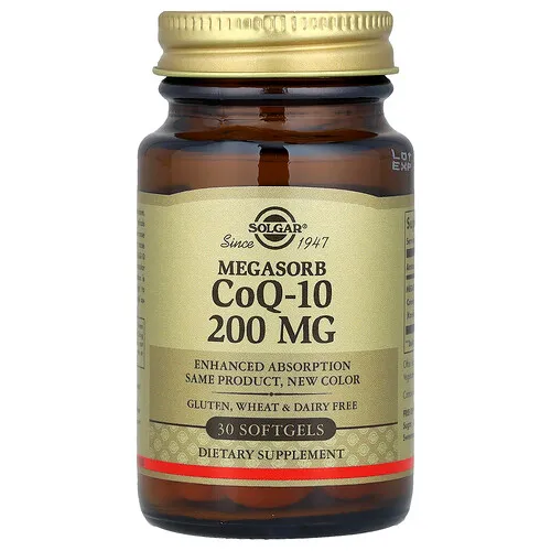 Solgar, CoQ-10 Megasorb, 200 mg, 30 cápsulas blandas