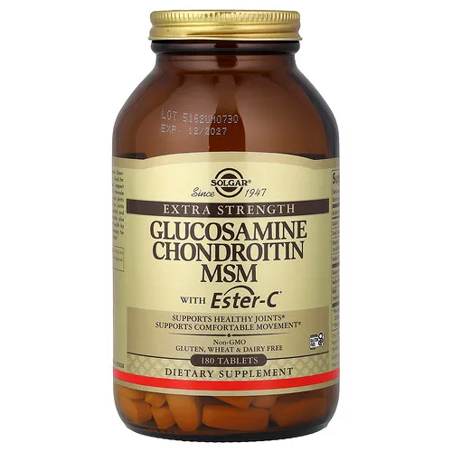 Solgar, Glucosamina, condroitina y MSM con Ester-C, 180 comprimidos