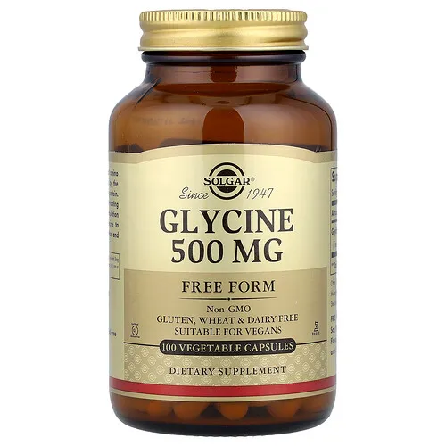 Solgar, Glicina, 500 mg, 100 cápsulas vegetales