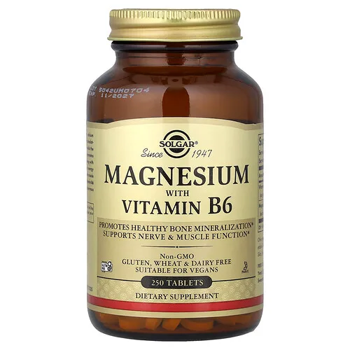 Solgar, Magnesio con vitamina B6, 250 comprimidos