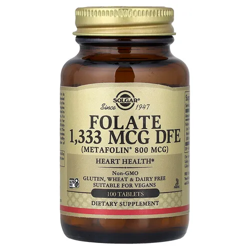 Solgar, Folato, 1333 mcg EDF, 100 comprimidos