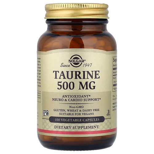 Solgar, Taurina, 500 mg, 100 cápsulas vegetales