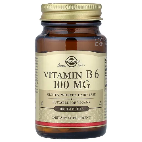 Solgar, Vitamina B6, 100 mg, 100 comprimidos