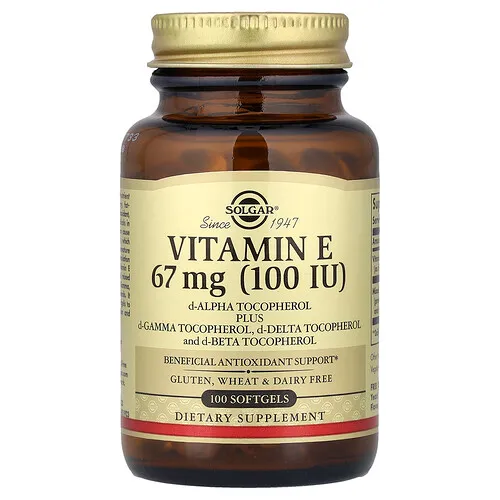 Solgar, Vitamina E, 67 mg (100 UI), 100 cápsulas blandas