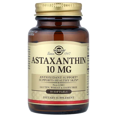 Solgar, Astaxantina, 10 mg, 30 cápsulas blandas