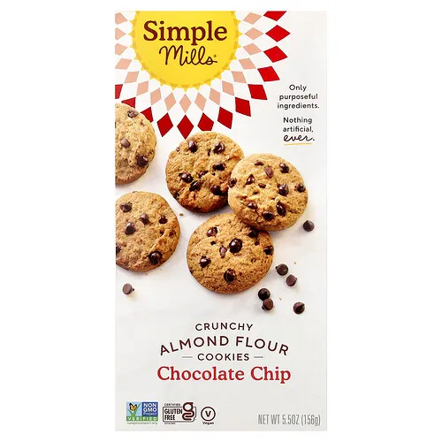 Simple Mills, Galletas crujientes de harina de almendras, Chispas de chocolate, 156 g (5,5 oz)