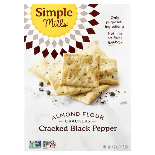 Simple Mills, Galletas de harina de almendras naturalmente sin gluten, pimienta negra molida, 120 g (4.25 oz)