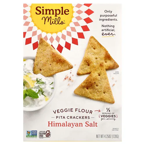 Simple Mills, Galletas de pita con harina vegetal, sal del Himalaya`` 120 g (4,25 oz)