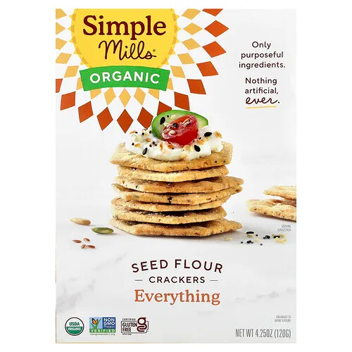 Simple Mills, Galletas de harina de semillas orgánicas, Todo, 120 g (4,25 oz)