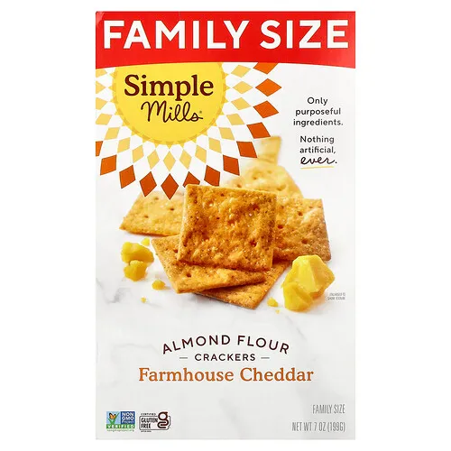 Simple Mills, Galletas de harina de almendras, Queso cheddar casero, 199 g (7 oz)