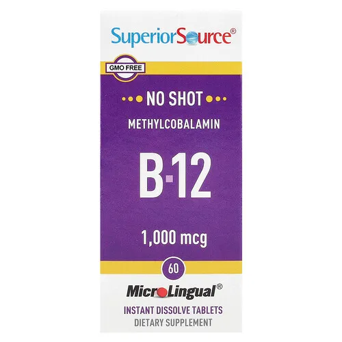 Superior Source, Metilcobalamina B12, 1000 mcg, 60 comprimidos de disolución instantánea MicroLingual®