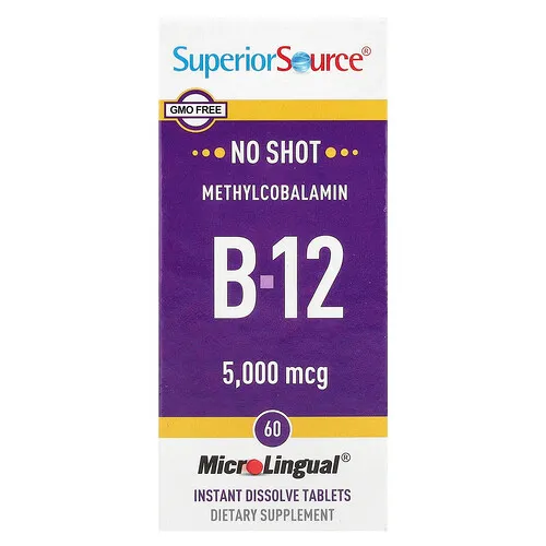 Superior Source, Metilcobalamina B12, 5000 mcg, 60 comprimidos de disolución instantánea MicroLingual®