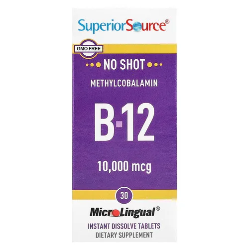 Superior Source, Metilcobalamina B12, 10.000 mcg, 30 comprimidos de disolución instantánea MicroLingual®