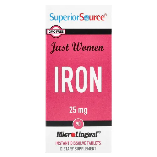 Superior Source, Just Women, Hierro, 25 mg, 90 comprimidos microlinguales de disolución instantánea