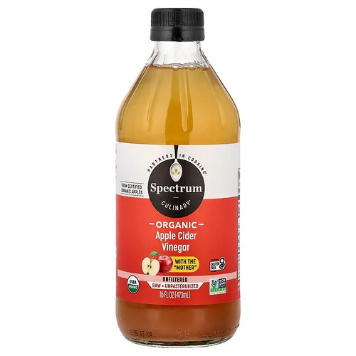 Spectrum Culinary, Vinagre de sidra de manzana orgánico, sin filtrar`` 473 ml (16 oz. Líq.)
