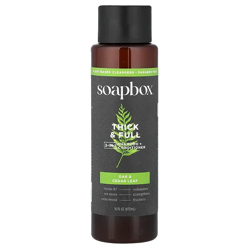 Soapbox, Champú y acondicionador 2 en 1 Thick & Full, Roble y hoja de cedro, 473 ml (16 oz. líq.)