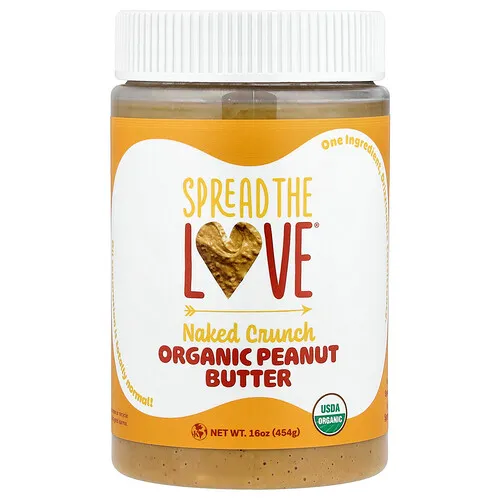 Spread The Love, Mantequilla de maní orgánica, Crujiente desnudo, 454 g (16 oz)