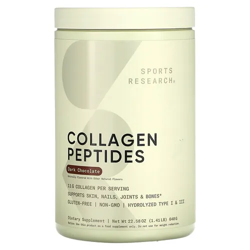 Sports Research, Péptidos de colágeno, Chocolate negro, 640 g (22,58 oz)