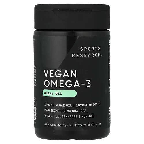 Sports Research, Suplemento con omega-3 vegano, 60 cápsulas blandas vegetales