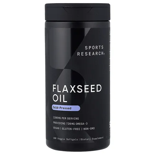Sports Research, Aceite de linaza, 180 cápsulas blandas vegetales