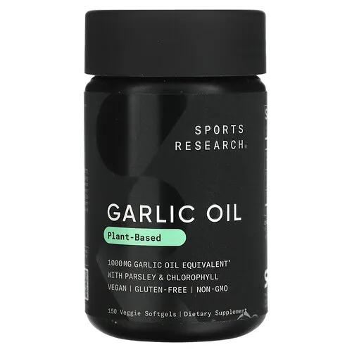 Sports Research, Aceite de ajo, a base de plantas, 150 cápsulas blandas vegetales