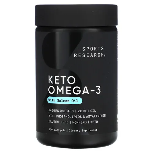Sports Research, Omega-3 cetogénico con aceite de salmón, 120 cápsulas blandas