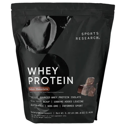 Sports Research, Proteína de suero de leche, Chocolate holandés, 2,27 g (5 lb)