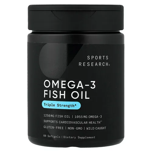 Sports Research, Aceite de pescado con omega-3, 60 cápsulas blandas