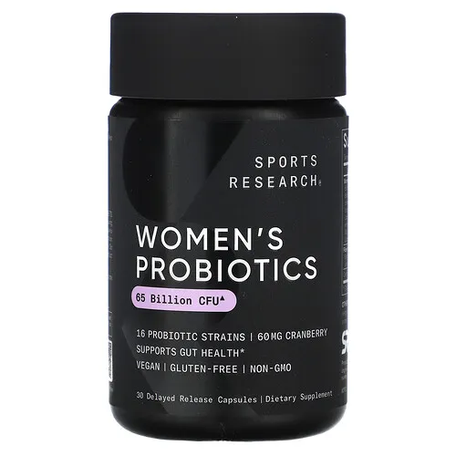 Sports Research, Probióticos para mujeres, Arándano rojo, 65.000 millones de UFC, 30 cápsulas de liberación retardada