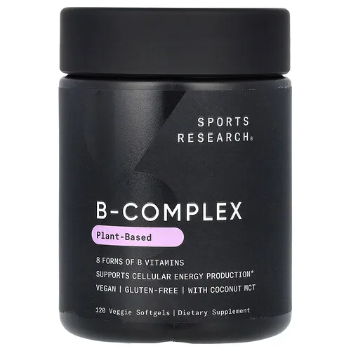 Sports Research, Complejo de vitaminas B, A base de plantas, 120 cápsulas blandas vegetales