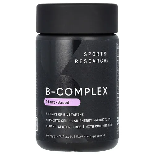 Sports Research, Complejo de vitaminas B, De origen vegetal, 60 cápsulas blandas vegetales