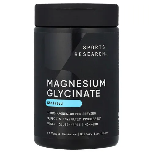 Sports Research, Glicinato de magnesio, 90 cápsulas vegetales (80 mg por cápsula)