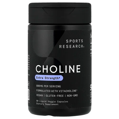 Sports Research, Colina, 60 cápsulas vegetales con contenido líquido (400 mg por cápsula)