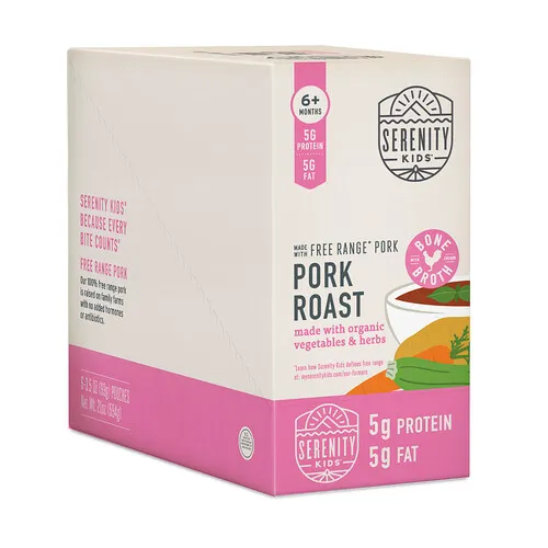 Serenity Kids, Asado de cerdo, Producto elaborado con hierbas y vegetales orgánicos, Más de 6 meses, 6 sobres, 99 g (3,5 oz) cada uno