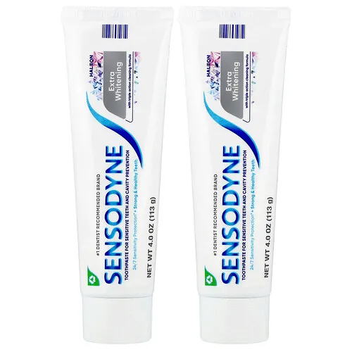 Sensodyne, Pasta dental blanqueadora adicional con fluoruro, Paquete doble, 2 tubos, 113 g (4 oz) cada uno
