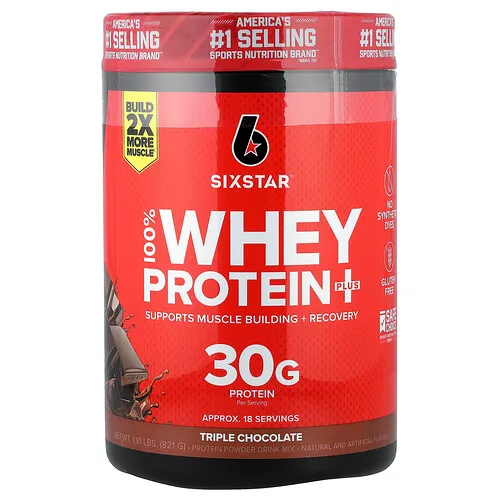 SIXSTAR, 100 % proteína de suero de leche plus, Triple chocolate, 821 g (1,81 lb)