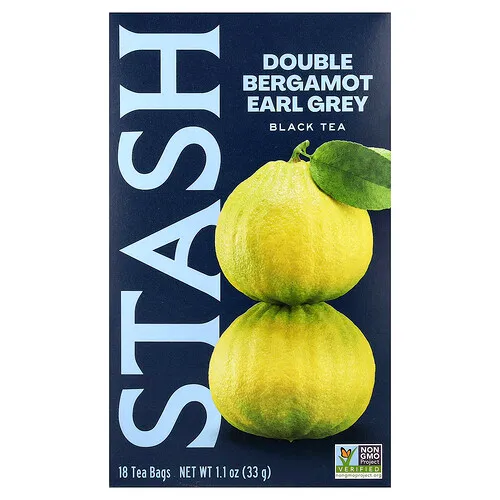 Stash Tea, Té negro, Doble bergamota Earl Grey, 18 bolsitas de té, 33 g (1,1 oz)