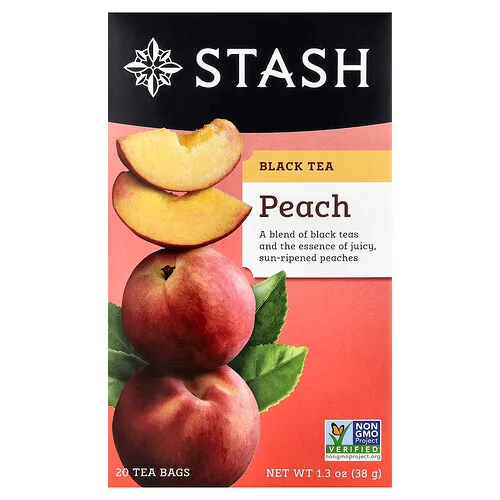 Stash Tea, Té negro, Melocotón`` 20 bolsitas de té, 38 g (1,3 oz)
