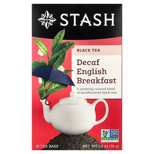 Stash Tea, Té negro, Descafeinado, Desayuno inglés, 18 bolsitas de té, 36 g (1,2 oz)