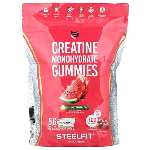 SteelFit, Gomitas con monohidrato de creatina, Sandía jugosa, 120 gomitas