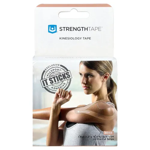Strengthtape, Cinta de kinesiología, beige, 20 tiras precortadas
