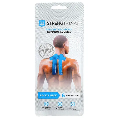 Strengthtape, Cinta adhesiva para espalda y cuello, 6 tiras precortadas