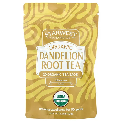 Starwest Botanicals, Té de raíz de diente de león orgánico, 20 bolsitas de té, 40 g (1,4 oz)