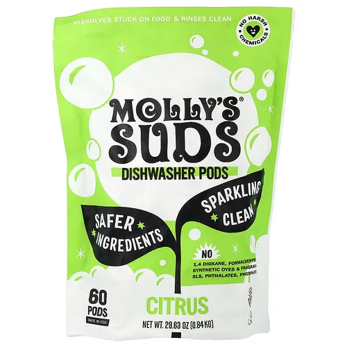 Molly's Suds, Cápsulas para lavar en lavavajillas, Cítricos, 60 cápsulas, 0,84 kg (29,63 oz)