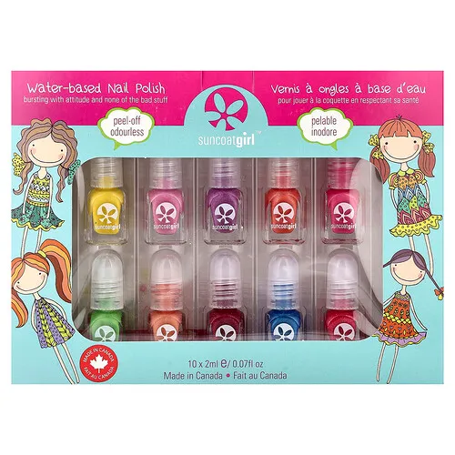 SuncoatGirl, Kit de esmaltes de uñas a base de agua, Paleta para fiestas, Kit de 12 piezas
