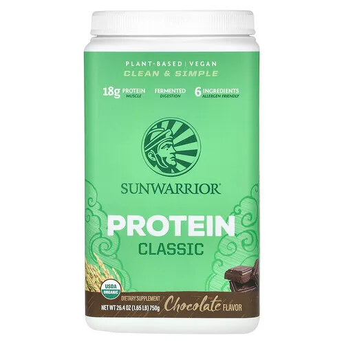 Sunwarrior, Proteína clásica, Chocolate, 750 g (1,65 lb)
