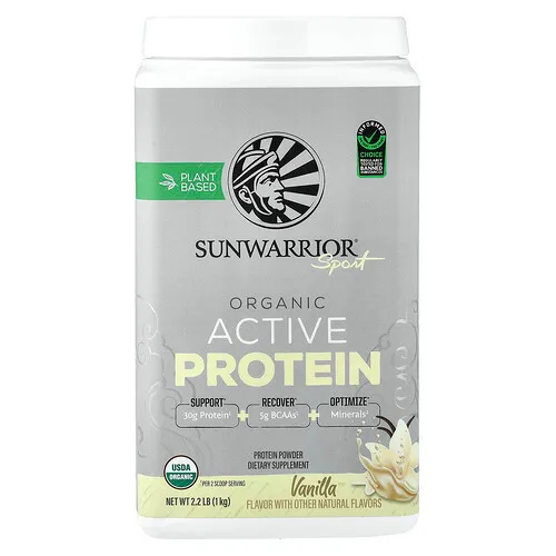 Sunwarrior, Sport, Proteína activa orgánica en polvo, Vainilla, 1 kg (2,2 lb)