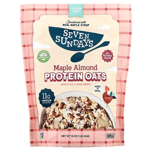 Seven Sundays, Avena proteica con lino y chía, Arce y almendra, 454 g (16 oz)